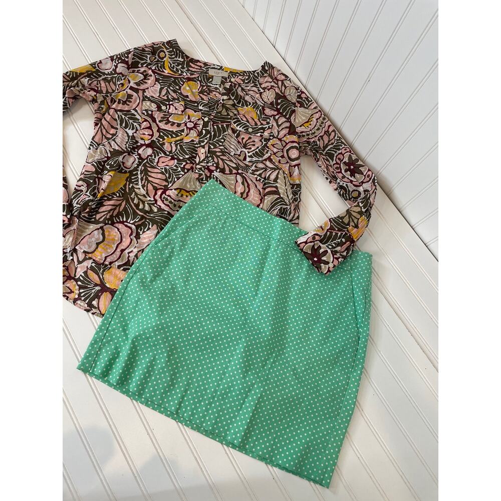 LOFT Ann Taylor Floral Long Sleeve Pullover Blouse & Mini Skirt Bundle Size 6